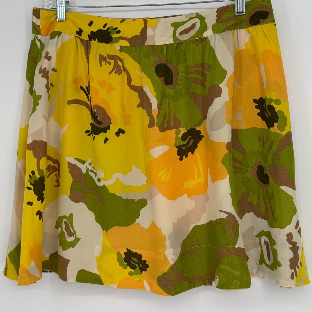 New York & Co Yellow Floral A Line Mini Skirt 12 Resortwear Vacation Chic 100-61 - Picture 12 of 14